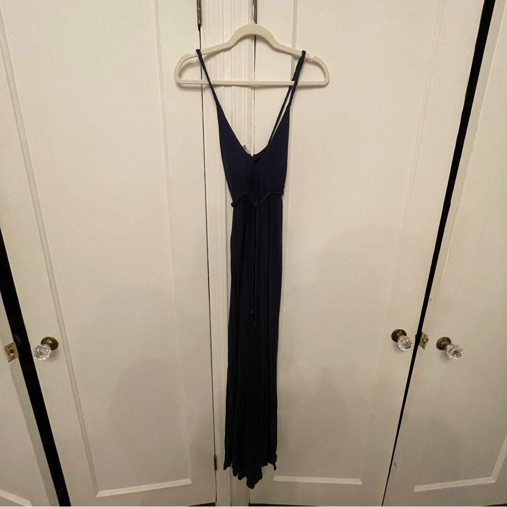 Tracy Reese Cross Back Navy Blue Maxi Dress